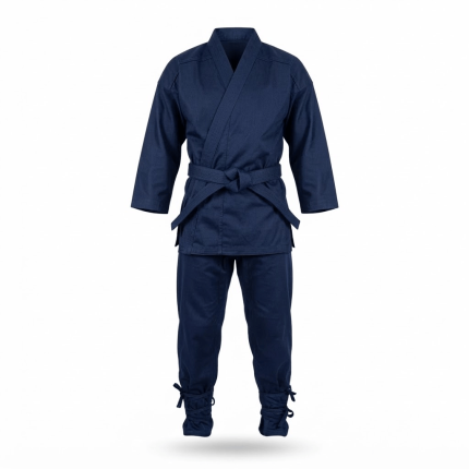 Custom Navy Blue Ninjutsu Martial Arts Training Uniform with Adjustable Ankle Ties