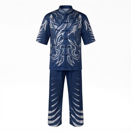 Custom Navy Blue Kick Boxing Martial Arts Uniform with Printed Design – Training Set