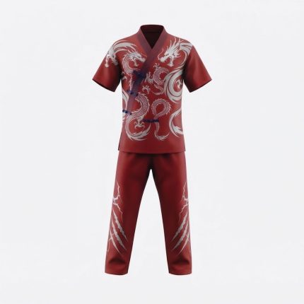 Custom Red Dragon Kickboxing Martial Arts Uniform Set – Short Sleeve Training Suit