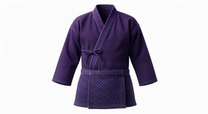 Custom Purple Kendo Martial Arts Jacket with Quilted Waist Panel, Textured Fabric & Traditional Wrap Front