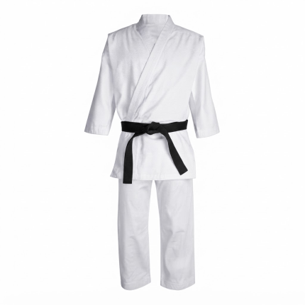 Custom White Kobudo Martial Arts Uniform with Black Belt