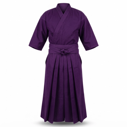 Custom Purple Iaido Martial Arts Training Uniform with Pleated Hakama-Style Design