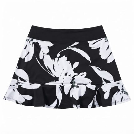 Custom Black Floral Tennis Skirt with Inner Shorts