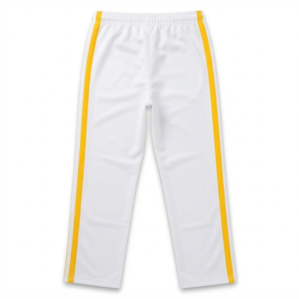 Custom White Capoeira Track Pants with Yellow Side Stripes